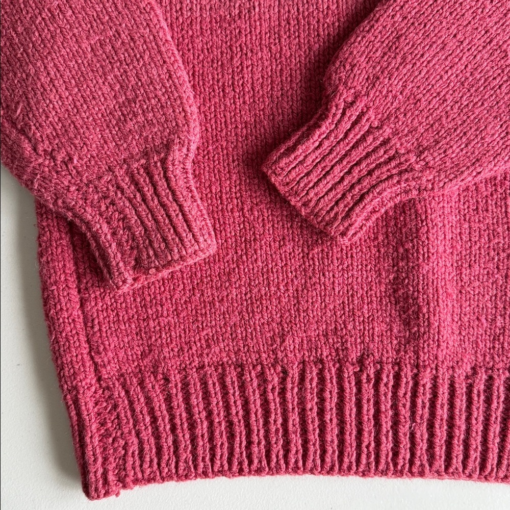 Hand-Knit Wool Sweater Raspberry Pink - Picture 8 of 14